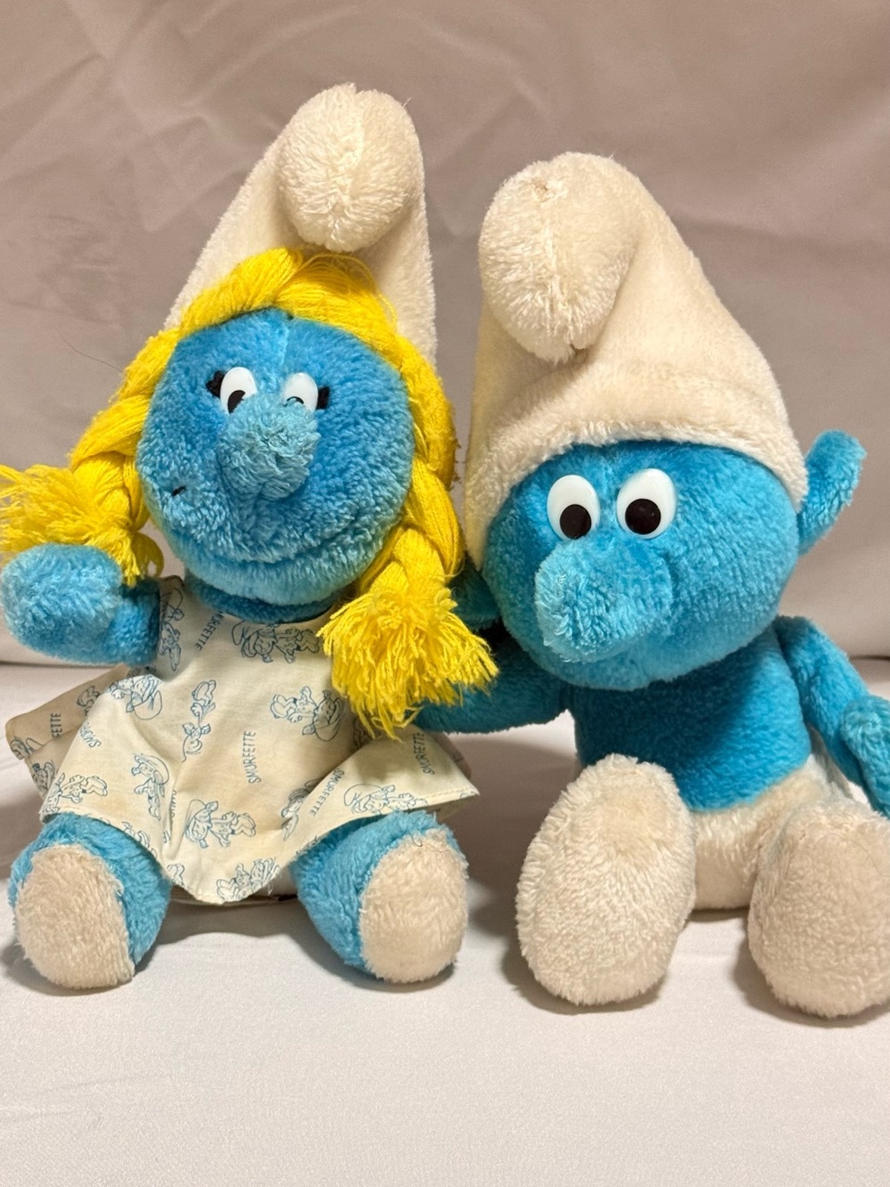 Vintage Ganzbros Smurf Plushes- 1979 Smurf & 1981 Smurfette‎